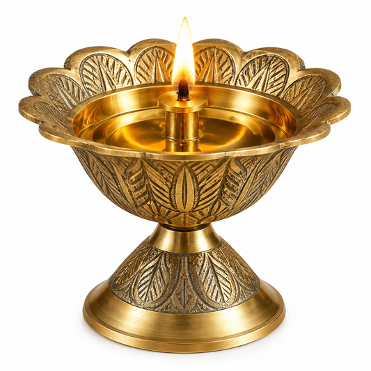 Pure Source India Brass Akhand Diya Oil Lamp | Traditional Indian Pooja Diya for Mandir & Home Décor | 1 Piece
