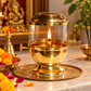 Pure Brass Akhand Jyot Diya with Glass Cover & Adjustable Wick | Traditional Indian Oil Lamp for Puja, Hindu Prayer, Diwali & Navratri Decor