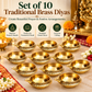Pure Source India Brass Diya Set of 10 | Traditional Indian Oil Lamps for Pooja, Mandir & Home Décor | Small Brass Decorative Lamps for Diwali, Festivals & Housewarming