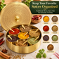 Pure Source India Brass Spice Box with 7 Containers & Spoons | 125 ml Each | Indian Masala Dabba & Spice Organizer