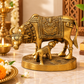 Pure Source India Brass Cow & Calf Statue 4 Inch | Antique Gold Decorative Figurine for Home Décor, Pooja, Vastu & Gifting
