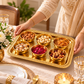 Pure Source India Brass Serving Tray with 6 Bowls | Decorative Snack, Dry Fruit & Appetizer Platter