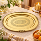 Pure Source India Brass Oval Serving Tray 10 Inch | Decorative Engraved Brass Platter for Serving, Pooja, Home Décor & Gifting