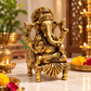 Pure Source India Pure Brass Shree Ganesha Statue 6 Inch | Traditional Hindu Ganesh Idol for Home, Puja, Office & Gifting | 1320 g