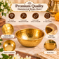 Pure Source India Hammered Brass Bowl Set of 10, 3.75 Inch Traditional Katori for Serving, Pooja, Snacks, Spices & Condiments, Gold Finish