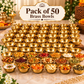 Pure Source India Hammered Brass Bowl Set of 50, 3.75 Inch Traditional Katori for Serving, Pooja, Snacks, Spices & Condiments, Gold Finish