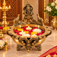 Pure Source India Brass Ganesha Urli Bowl, Heavy Traditional Indian Decorative Centerpiece, Floating Flower & Candle Bowl, Pooja & Home Décor, 19.5 × 20 × 15.5 cm