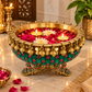 Premium Brass Urli Bowl for Home Décor, Indian Decorative Bowl with Embellished Design | Floating Flower & Candle Centerpiece for Diwali, Pooja, Weddings & Festive Décor