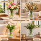 Clear Textured Glass Flower Vase for Home Décor | Decorative Table Vase for Fresh & Dried Flowers | Modern Centerpiece for Living Room, Dining Table & Entryway